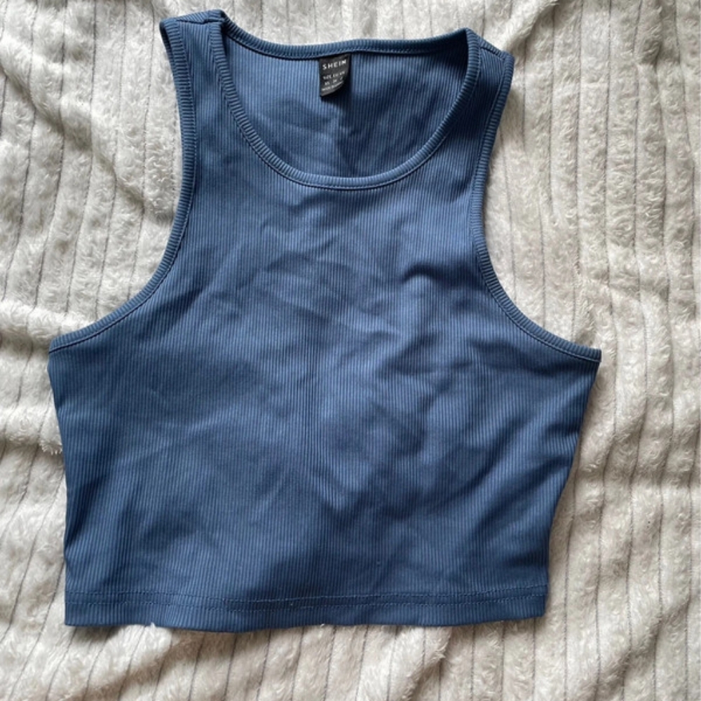 blue crop top